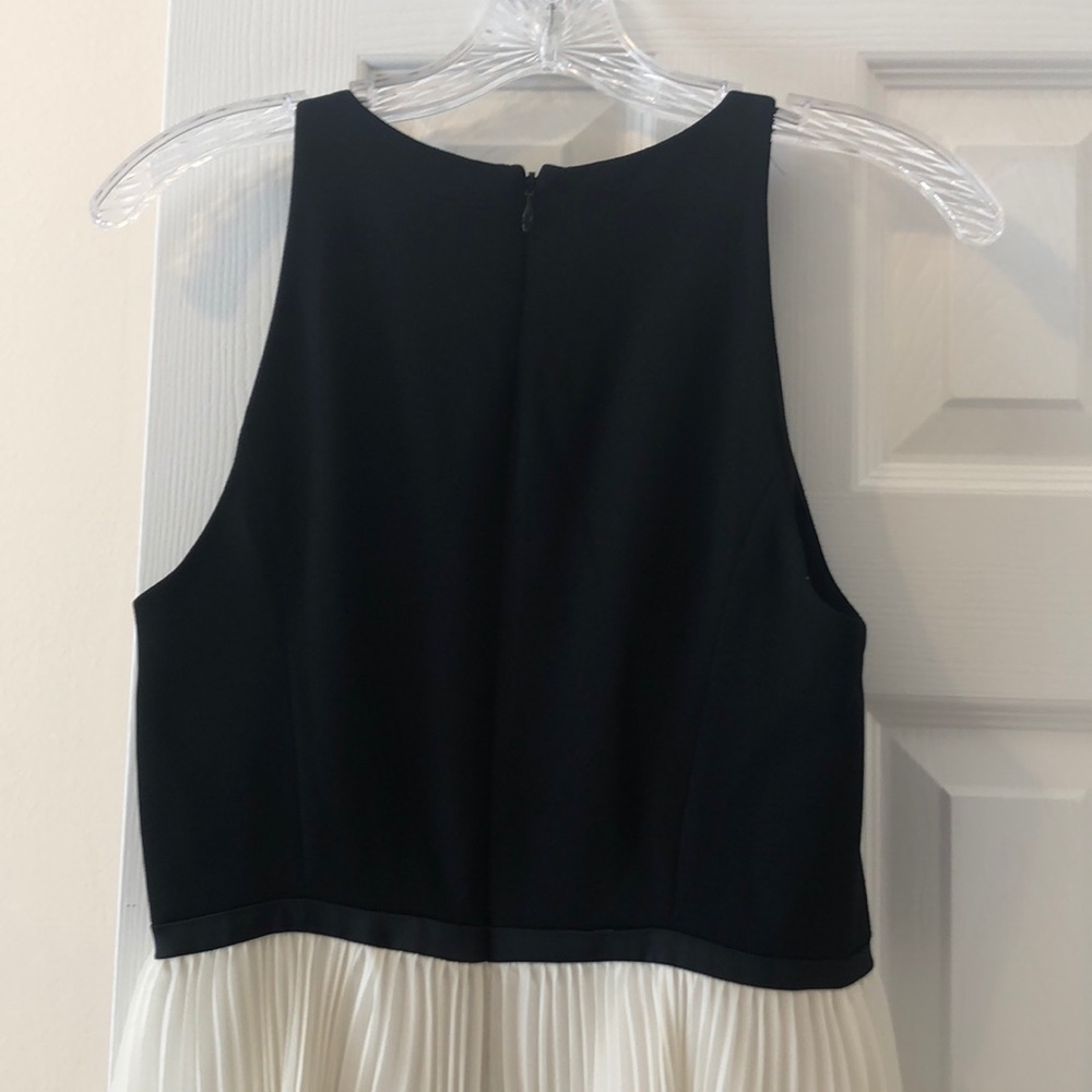 Halston Heritage Black and Cream Pleated Mini Dress - Picture 9 of 9